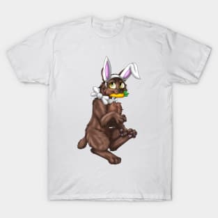 Bobtail BunnyCat: Chocolate (White) T-Shirt